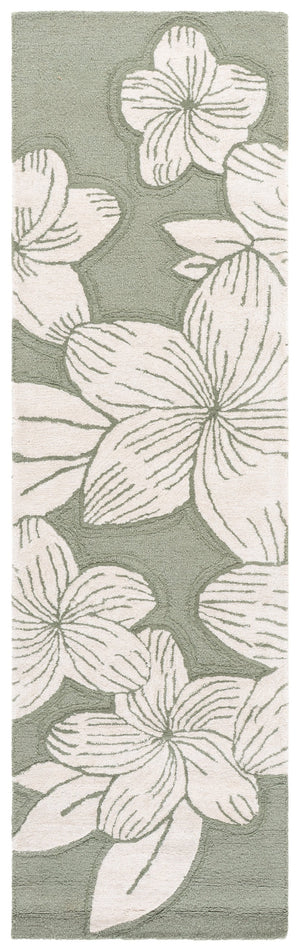 Safavieh Glamour Hand-Tufted Sage Green Ivory Rug — Low-Profile Wool Blend Area Rug For Serene Small Spaces 4'-0" x 6'-0" GLM614W-4