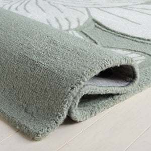 Safavieh Glamour Hand-Tufted Floral Rug In Sage Green & Ivory — Wool-Blend Low Pile, Durable Elegant Style 9'-0" x 12'-0" GLM614W-9