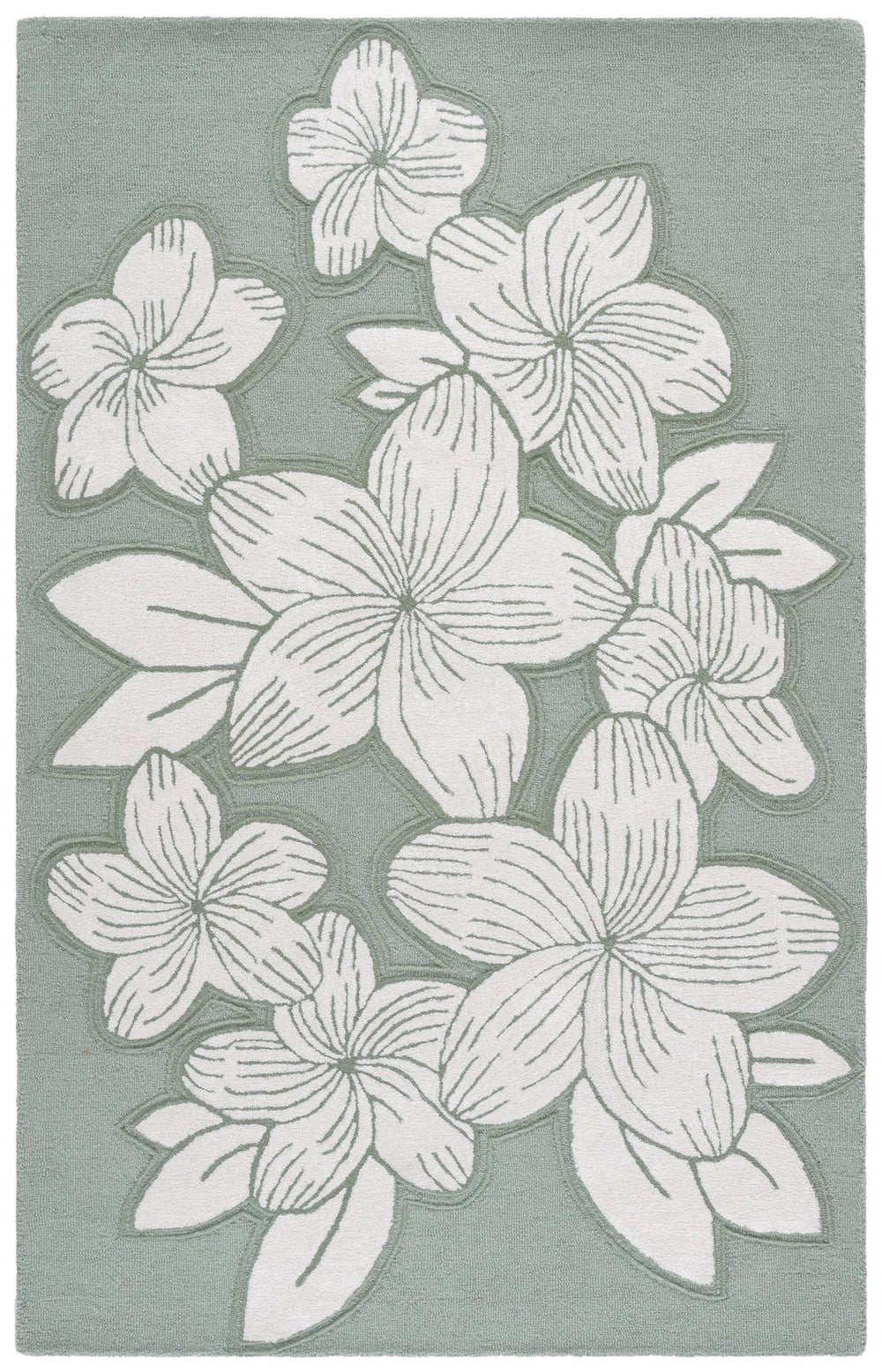 Safavieh Glamour Hand-Tufted Floral Rug In Sage Green & Ivory — Wool-Blend Low Pile, Durable Elegant Style 9'-0" x 12'-0" GLM614W-9