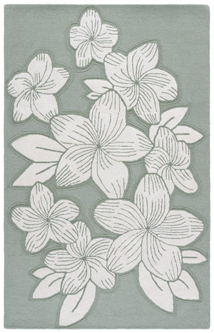 Safavieh Glamour Hand-Tufted Sage Green Ivory Rug — Low-Profile Wool Blend Area Rug For Serene Small Spaces 4'-0" x 6'-0" GLM614W-4