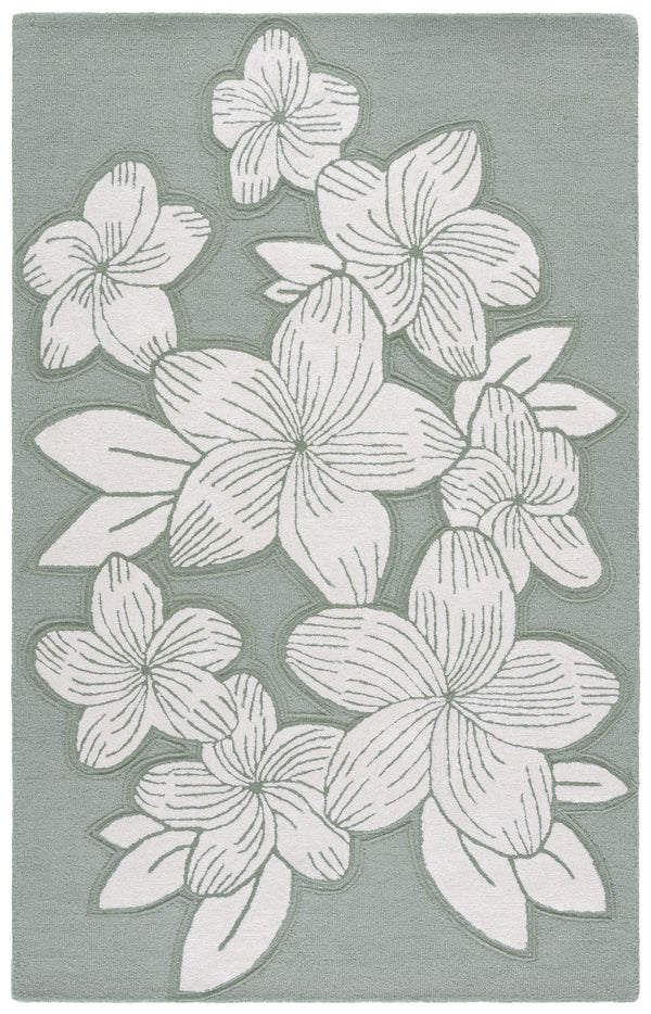 Safavieh Glamour Hand-Tufted Sage Green And Ivory Floral Runner — Wool Blend, Subtle Sheen For Hallways 2'-3" x 8'-0" GLM614W-28