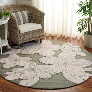 Safavieh Glamour Hand‑Tufted Sage Green Ivory Area Rug — Floral Motif, Wool Blend, Low Pile Durable Comfort 6'-0" x 9'-0" GLM614W-6