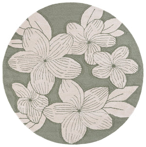 Safavieh Glamour Hand-Tufted Round Area Rug In Sage Green And Ivory - Floral Motif, Wool Blend Plush Comfort 6'-0" x 6'-0" GLM614W-6R