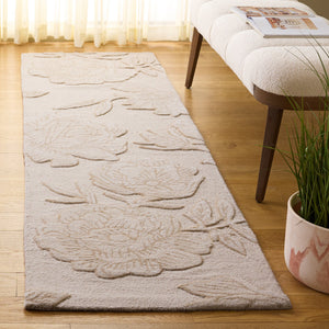 Safavieh Glamour Hand-Tufted Ivory Beige Floral Rug — Wool-Blend Low-Pile Elegance For Living & Bedroom Spaces 6'-0" x 9'-0" GLM615A-6