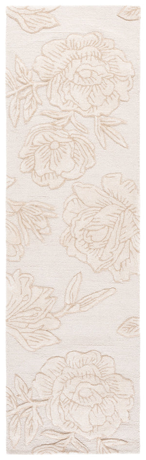 Safavieh Glamour Hand-Tufted Ivory Beige Floral Rug — Low 3/8" Pile, Wool-Blend Softness, Timeless Neutral Elegance 6'-0" x 6'-0" GLM615A-6SQ