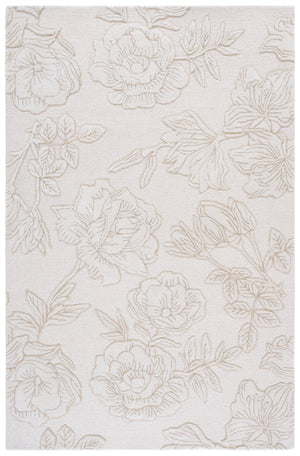Safavieh Glamour Hand‑Tufted Ivory Beige Area Rug — Wool‑Viscose Blend, Subtle Floral Low Pile For Elegant Rooms 8'-0" x 10'-0" GLM615A-8
