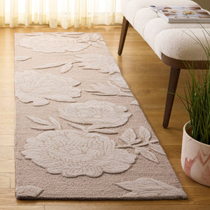 Safavieh Glamour Hand-Tufted Floral Area Rug In Beige Ivory — Wool Blend Low-Profile Elegance For Living Rooms 4'-0" x 6'-0" GLM615B-4
