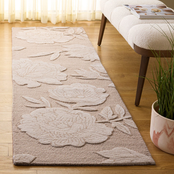Safavieh Glamour Hand-Tufted Beige Ivory Area Rug — Subtle Floral Transitional Design, Wool-Blend Softness 5'-0" x 8'-0" GLM615B-5