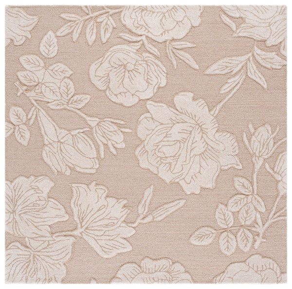 Safavieh Glamour Hand-Tufted Beige Ivory Floral Rug — Plush Wool-Viscose Blend, Low Pile Elegance For Living Rooms 8'-0" x 10'-0" GLM615B-8