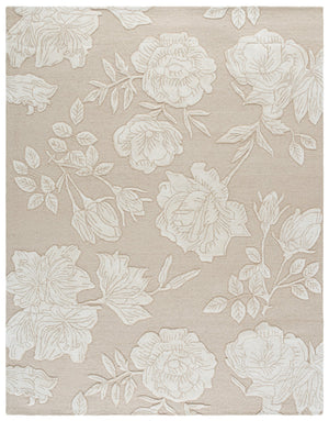 Safavieh Glamour Hand-Tufted Beige Ivory Floral Rug — Plush Wool-Viscose Blend, Low Pile Elegance For Living Rooms 8'-0" x 10'-0" GLM615B-8
