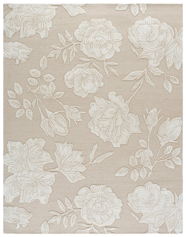 Safavieh Glamour Hand-Tufted Beige Ivory Floral Rug — Plush Wool-Viscose Blend, Low Pile Elegance For Living Rooms 8'-0" x 10'-0" GLM615B-8