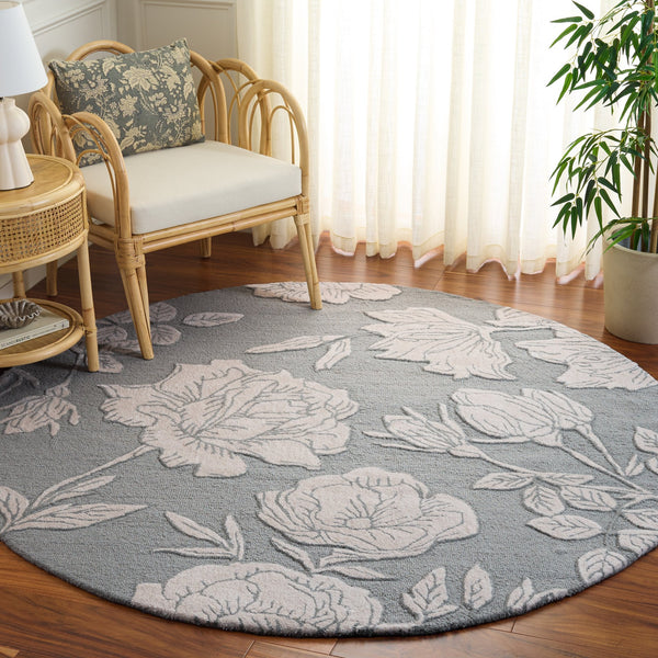 Safavieh Glamour Hand-Tufted Light Grey Ivory Area Rug — Plush Wool-Viscose Blend, Transitional Elegance 6'-0" x 6'-0" GLM615F-6SQ