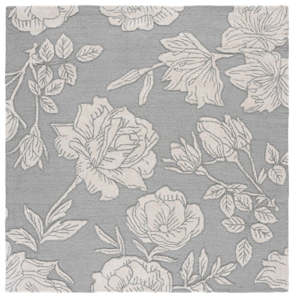 Safavieh Glamour Hand-Tufted Light Grey Ivory Area Rug — Plush Wool-Viscose Blend, Transitional Elegance 6'-0" x 6'-0" GLM615F-6SQ