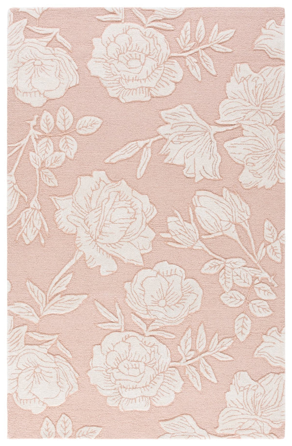 Safavieh Glamour Hand-Tufted Light Pink Ivory Area Rug, Wool-Blend Plush Low Pile, Floral Transitional Style 5'-0" x 8'-0" GLM615U-5