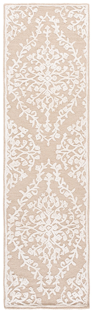 Safavieh Glamour Hand-Tufted Round Area Rug In Beige Ivory Floral Motif — Soft Viscose Wool Blend, Low Pile 6'-0" x 6'-0" GLM616B-6R