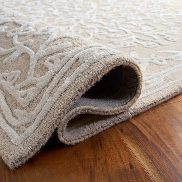 Safavieh Glamour Hand-Tufted Floral Area Rug In Beige Ivory — 50% Viscose 40% Wool Low 3/8" Pile Elegance 9'-0" x 12'-0" GLM616B-9