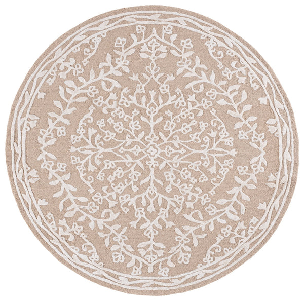 Safavieh Glamour Hand-Tufted Floral Area Rug In Beige Ivory — 50% Viscose 40% Wool Low 3/8" Pile Elegance 9'-0" x 12'-0" GLM616B-9