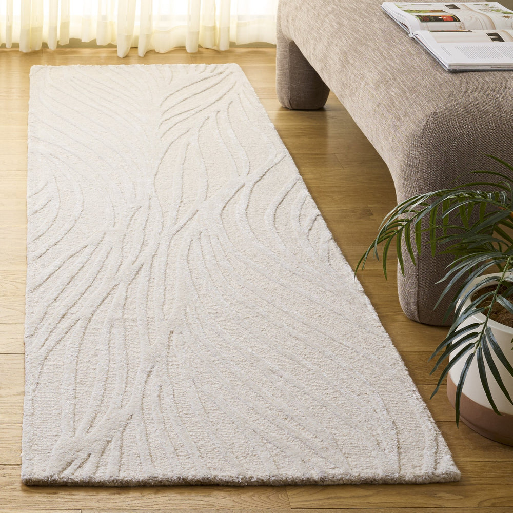 Safavieh Glamour Hand-Tufted Ivory Area Rug — Plush Low-Pile Wool-Blend, Minimalist Modern Neutral Foundation 4'-0" x 6'-0" GLM617A-4