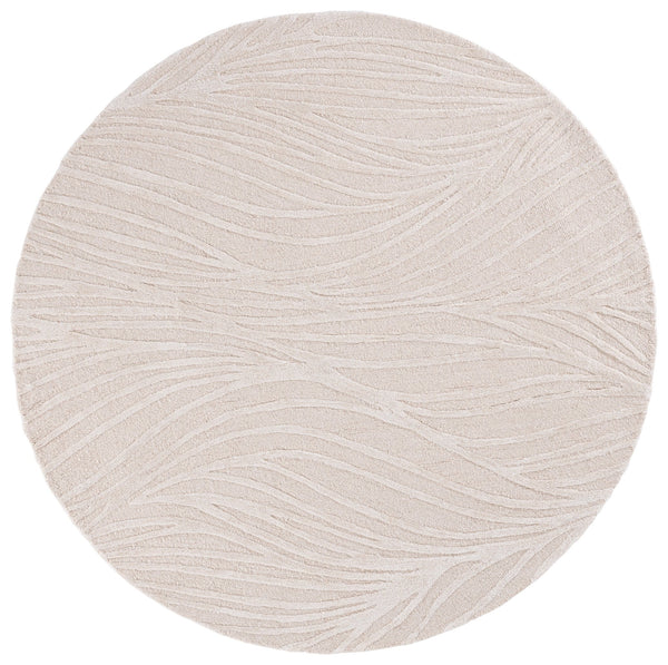 Safavieh Glamour Hand-Tufted Ivory Round Rug, 70% Wool Blend Low-Pile Luxury, Durable Minimalist Centerpiece 6'-0" x 6'-0" GLM617A-6R