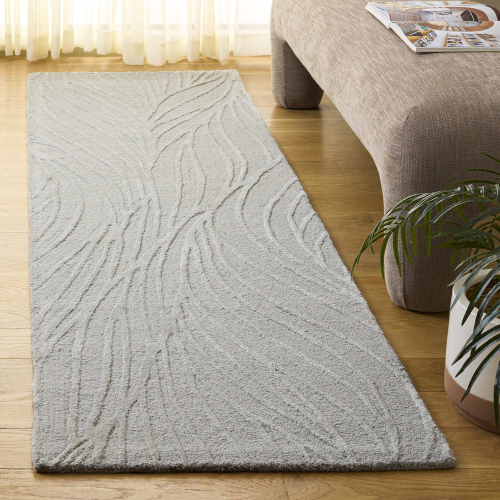 Safavieh Glamour Hand-Tufted Light Grey Ivory Square Rug — Wool Blend Low-Profile Texture For Modern Rooms 6'-0" x 6'-0" GLM617F-6SQ