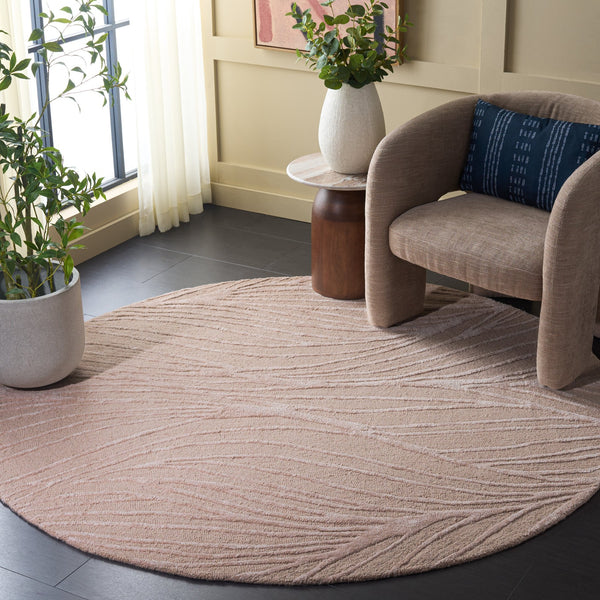 Safavieh Glamour Hand-Tufted Light Pink Ivory Area Rug — Low-Profile Wool Blend Square For Modern Spaces 6'-0" x 6'-0" GLM617U-6SQ