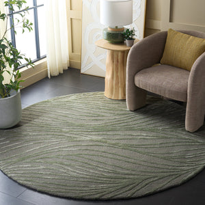 Safavieh Glamour Hand-Tufted Sage Green Wool Rug — Minimalist Solid Design, Plush 3/8" Pile, Ethically Made 6'-0" x 9'-0" GLM617W-6