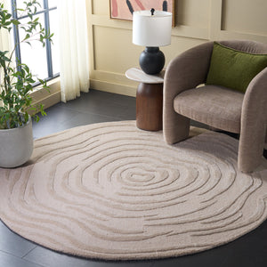 Safavieh Glamour Hand-Tufted Ivory Round Rug | Wool-Viscose-Cotton Blend, Low-Profile Luxury For Living Rooms 6'-0" x 6'-0" GLM618A-6R