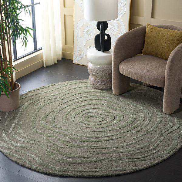 Safavieh Glamour Hand-Tufted Sage Green Area Rug — Low-Pile Wool Blend Square Rug For Modern Living Spaces 6'-0" x 6'-0" GLM618W-6SQ