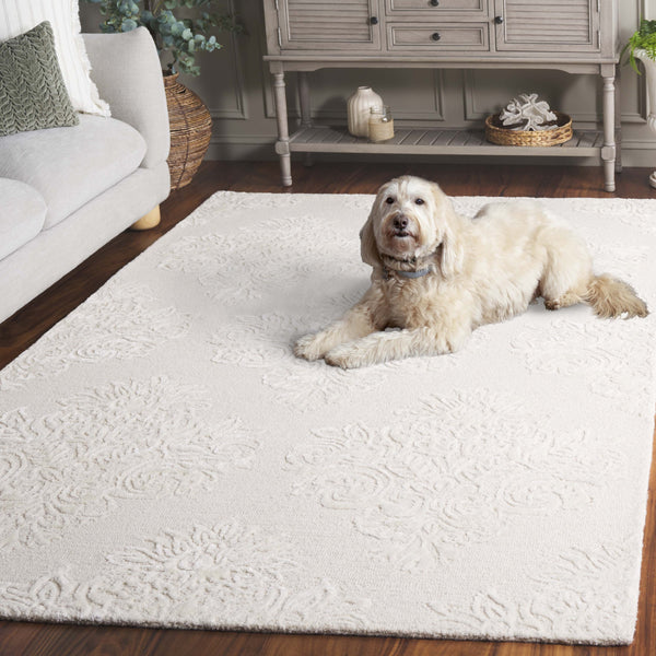 Safavieh Glamour Ivory Floral Runner Rug - Hand-tufted Elegance For Hallways And Entryways With Soft Comfort Ivory 60% Wool,30% Viscose,10% Cotton Glm619a-5