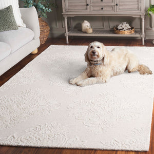 Safavieh Glamour Hand Tufted Floral Area Rug – Elegant Luxury For Cozy Spaces, Handcrafted In India, 60% Wool Ivory 60% Wool,30% Viscose,10% Cotton Glm619a-4
