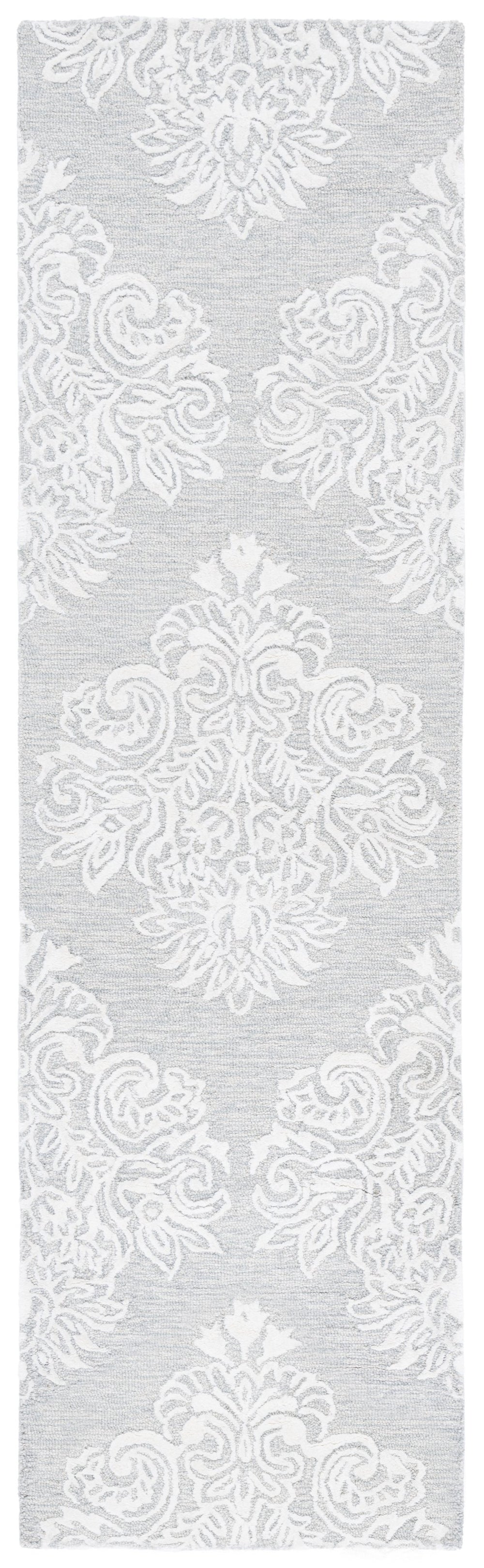Safavieh Glamour Ivory Floral Runner Rug - Hand-tufted Elegance For Hallways And Entryways With Soft Comfort Light Blue ,Ivory 60% Wool,30% Viscose,10% Cotton Glm619l-28