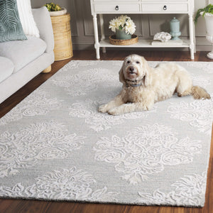 Safavieh Glamour Ivory Floral Runner Rug - Hand-tufted Elegance For Hallways And Entryways With Soft Comfort Light Blue ,Ivory 60% Wool,30% Viscose,10% Cotton Glm619l-5