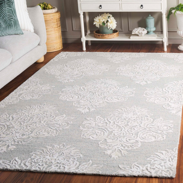 Safavieh Glamour Hand Tufted Floral Area Rug – Elegant Luxury For Cozy Spaces, Handcrafted In India, 60% Wool Light Blue ,Ivory 60% Wool,30% Viscose,10% Cotton Glm619l-4