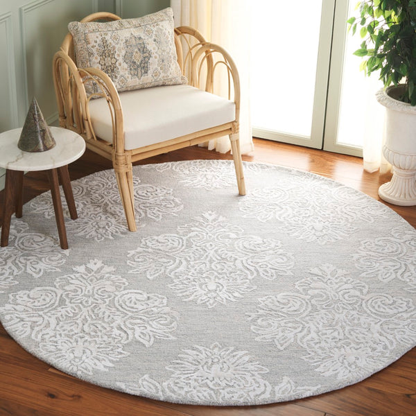 Safavieh Glamour Hand Tufted Floral Area Rug – Elegant Luxury For Cozy Spaces, Handcrafted In India, 60% Wool Light Blue ,Ivory 60% Wool,30% Viscose,10% Cotton Glm619l-4