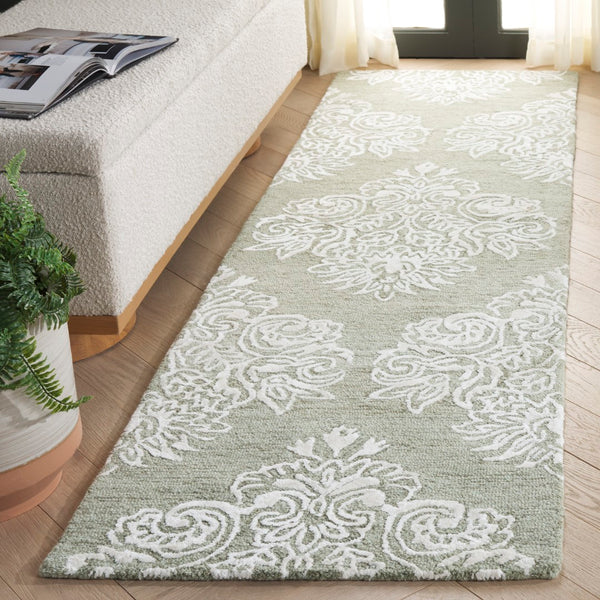 Safavieh Glamour Hand Tufted Floral Area Rug – Elegant Luxury For Cozy Spaces, Handcrafted In India, 60% Wool Sage ,Ivory 60% Wool,30% Viscose,10% Cotton Glm619w-4