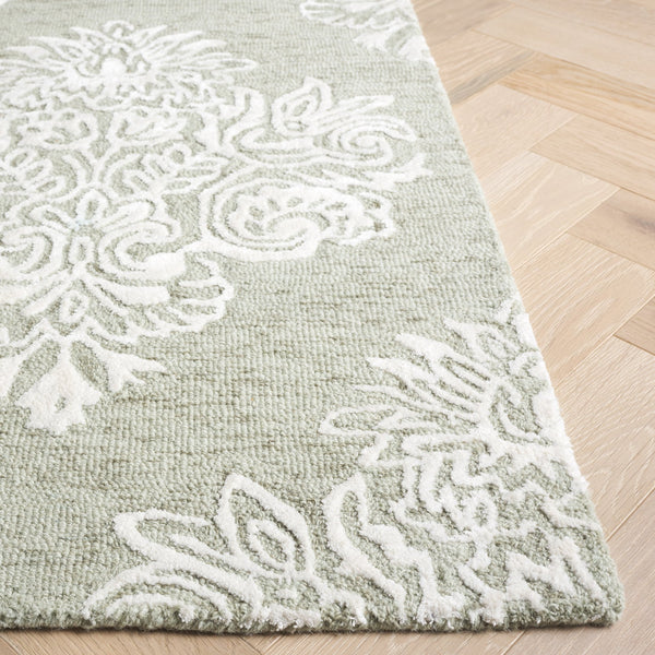 Safavieh Glamour Ivory Floral Runner Rug - Hand-tufted Elegance For Hallways And Entryways With Soft Comfort Sage ,Ivory 60% Wool,30% Viscose,10% Cotton Glm619w-5