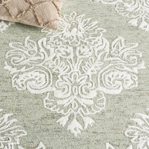 Safavieh Glamour Ivory Floral Runner Rug - Hand-tufted Elegance For Hallways And Entryways With Soft Comfort Sage ,Ivory 60% Wool,30% Viscose,10% Cotton Glm619w-5