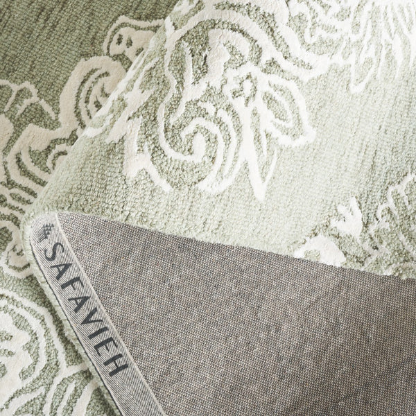 Safavieh Glamour Hand Tufted Floral Area Rug – Elegant Luxury For Cozy Spaces, Handcrafted In India, 60% Wool Sage ,Ivory 60% Wool,30% Viscose,10% Cotton Glm619w-4
