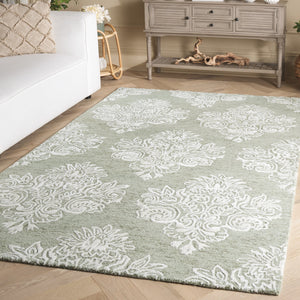 Safavieh Glamour Ivory Floral Runner Rug - Hand-tufted Elegance For Hallways And Entryways With Soft Comfort Sage ,Ivory 60% Wool,30% Viscose,10% Cotton Glm619w-5