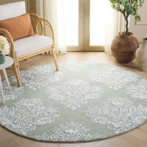 Safavieh Glamour Hand Tufted Floral Area Rug – Elegant Luxury For Cozy Spaces, Handcrafted In India, 60% Wool Sage ,Ivory 60% Wool,30% Viscose,10% Cotton Glm619w-4