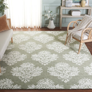 Safavieh Glamour Hand Tufted Floral Area Rug – Elegant Luxury For Cozy Spaces, Handcrafted In India, 60% Wool Sage ,Ivory 60% Wool,30% Viscose,10% Cotton Glm619w-4