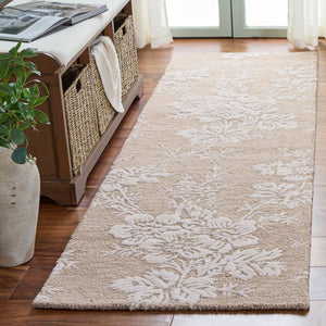 Safavieh Glamour Hand-Tufted Sand & Ivory Runner Rug — Wool-Viscose Blend, Low-Profile Durable Luxury For Halls 2'-3" x 8'-0" GLM625C-28
