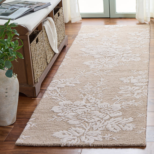 Safavieh Glamour Hand-Tufted Sand & Ivory Runner Rug — Wool-Viscose Blend, Low-Profile Durable Luxury For Halls 2'-3" x 8'-0" GLM625C-28