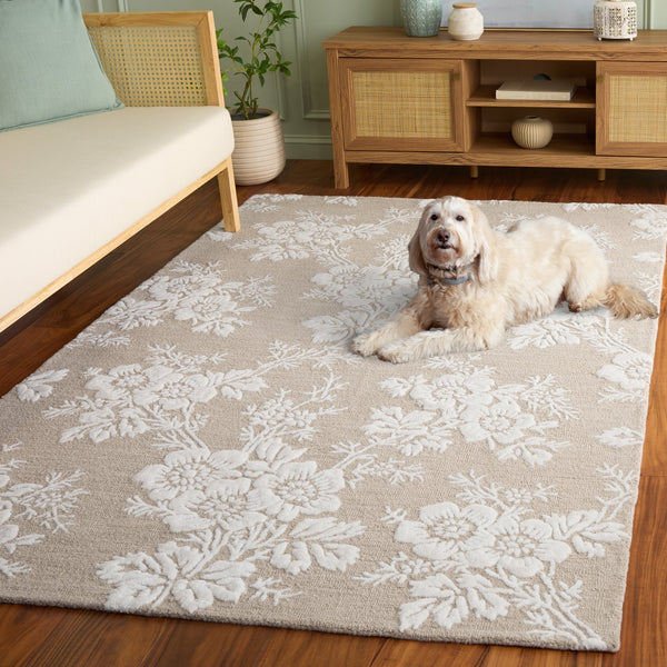 Safavieh Glamour Hand-Tufted Sand Ivory Area Rug — Wool-Viscose Low-Profile Square Rug For Modern Spaces 6'-0" x 6'-0" GLM625C-6SQ