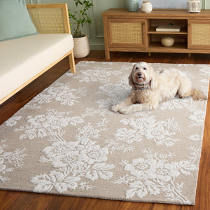 Safavieh Glamour Hand‑Tufted Round Area Rug In Sand Ivory — Wool‑Viscose Blend, Low‑Profile Pile, Elegant Focal Point 6'-0" x 6'-0" GLM625C-6R