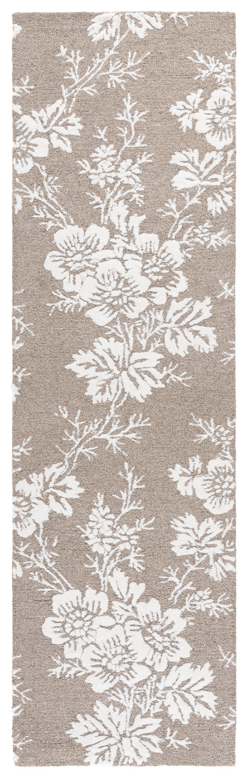 Safavieh Glamour Hand-Tufted Taupe Ivory Runner Rug — Wool-Viscose Blend, Minimalist Transitional Hallway Elegance 2'-3" x 8'-0" GLM625E-28