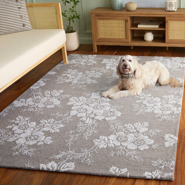Safavieh Glamour Hand‑Tufted Taupe Ivory Wool‑Viscose Rug, Low‑Profile 3/8" Pile, Subtle Sheen & Cozy Texture 9'-0" x 12'-0" GLM625E-9