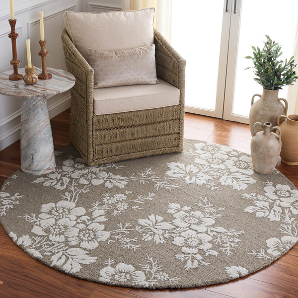 Safavieh Glamour Hand-Tufted Taupe Ivory Wool-Viscose Rug — Low-Pile, Plush Texture For Modern Spaces 4'-0" x 6'-0" GLM625E-4