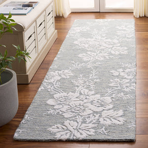 Safavieh Glamour Hand-Tufted Wool Viscose Runner In Blue Ivory — Transitional Floral Hallway Elegance, Soft Durable Finish 2'-3" x 8'-0" GLM625M-28