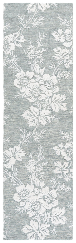 Safavieh Glamour Hand-Tufted Blue And Ivory Area Rug - Wool/Viscose Blend, Low Pile, Elegant Floral Edge 4'-0" x 6'-0" GLM625M-4